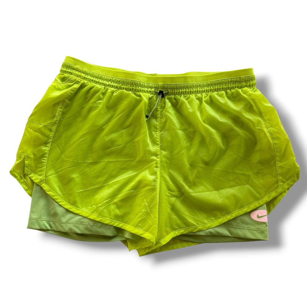 Nike Women's Lg. Lime Green Neon Icon Clash Tempo Luxe Running Shorts DM7739-321